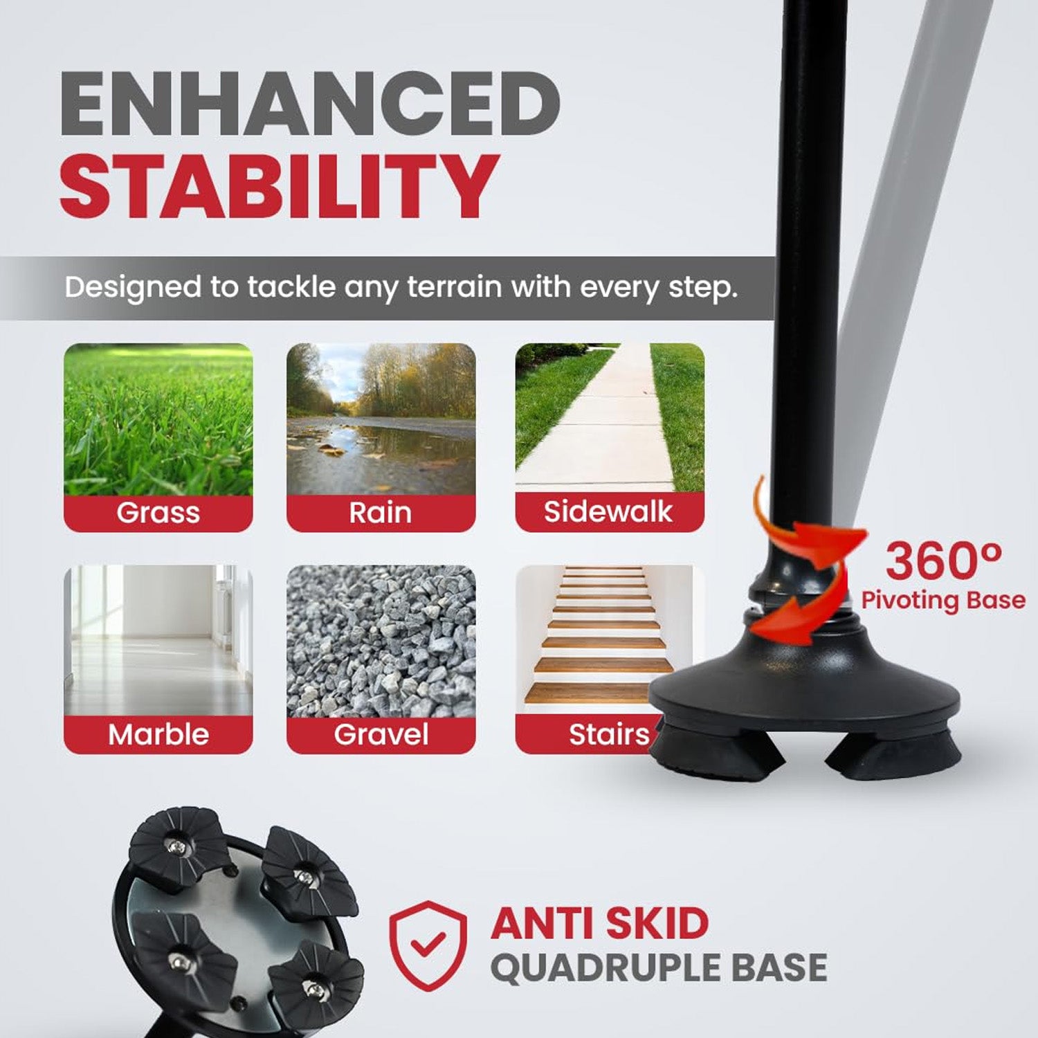 Soulsmart Black 2 Handles Foldable Smart Easy Up Cane with LED Light (2xAAA Batteries Not Included)