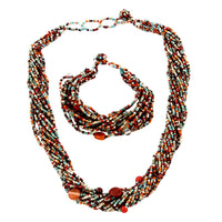 Multi Color Glass Seed Bead Necklace and Bracelet