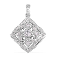 Created White Sapphire Sterling Silver Pendant without Chain TGW 1.25 Cts. TGW 1.25 Cts.