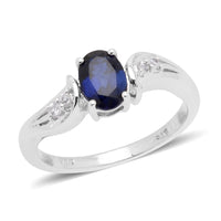 Lab Created Blue and White Sapphire Ring in Sterling Silver (Size 7.0)