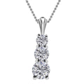 Lustro Stella Made with Finest CZ Necklace in Platinum Plated Sterling Silver, Three Stone Pendant, Jewelry Gifts For Women - Sticky add to cart bar