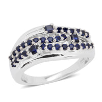 Lab Created Blue Sapphire Ring in Sterling Silver (Size 7.0)