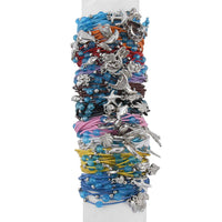 Set of 10 Friendship Bracelets with Charms on Multi Color Cords (Adjustable)