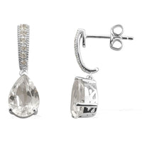 Created White Sapphire Sterling Silver Earrings TGW 3.893 Cts. TGW 3.89 Cts.