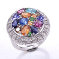 4.27 ctw Multi Gemstone Ring in Platinum Over Sterling Silver (Size 7) - Sticky add to cart bar