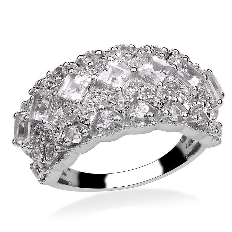 Lab Created White Sapphire Ring in Sterling Silver (Size 7.0)