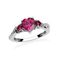 Created White Sapphire, Synthetic Ruby Sterling Silver Ring (Size 7) TGW 9.802 Cts. TGW 9.80 Cts. - Sticky add to cart bar