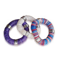 White, Purple and Blue Shell Set of 3 Stretch Bracelets - Sticky add to cart bar