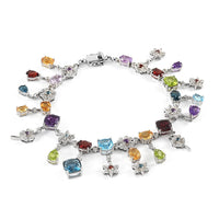 36.48 ctw Brazilian Citrine and Multi Gemstone Bracelet in Platinum Over Sterling Silver (8.00 In) 11 Grams