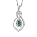 Lab Created Emerald and Lab Created White Sapphire Pendant Necklace in Sterling Silver 20 Inches - Sticky add to cart bar