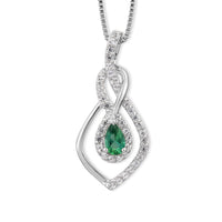 Lab Created Emerald and Lab Created White Sapphire Pendant Necklace in Sterling Silver 20 Inches