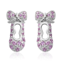 Lab Created Pink Sapphire Earrings in Sterling Silver 0.39 ctw