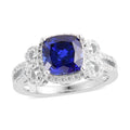 Lab Created Blue Sapphire and Lab Created White Sapphire Ring in Sterling Silver (Size 6.75) - Sticky add to cart bar