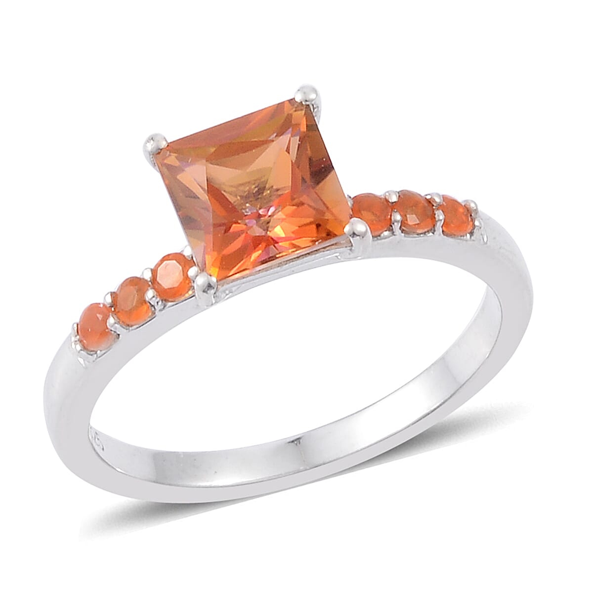 Twilight and Jalisco Fire Opal Ring in Platinum Over Sterling Silver (Size 9.0) 1.88 ctw
