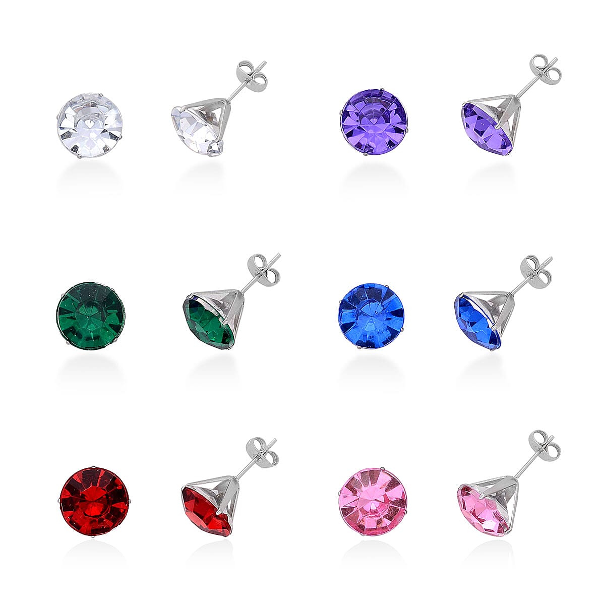Free Gift Multi Color Acrylic Set of 6 Earrings in Stainless Steel