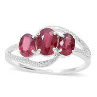 Niassa Ruby (Ovl 1.10 Ct), Diamond Ring in Sterling Silver Nickel Free (Size 8) TDiaWt 0.00 cts, TGW 2.59 cts.