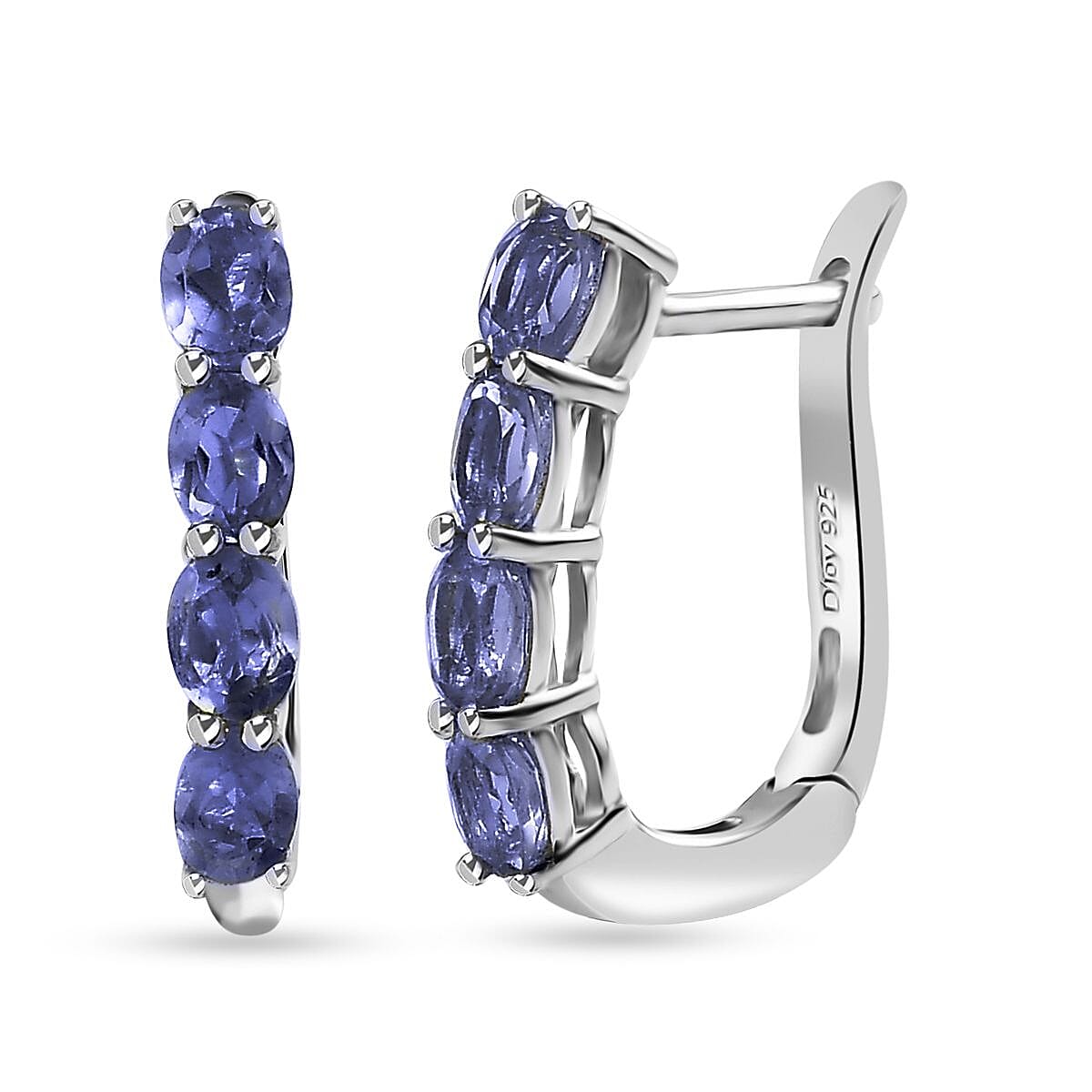 Tanzanite Earrings in Platinum Over Sterling Silver 1.35 ctw
