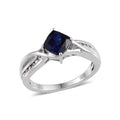 Lab Created Blue Sapphire, Lab Created White Sapphire Ring in Sterling Silver (Size 7) 1.05 ctw - Sticky add to cart bar
