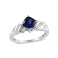 1.10 ctw Created Blue and White Sapphire Ring in Platinum Over Sterling Silver Ring (Size 7.0) - Sticky add to cart bar
