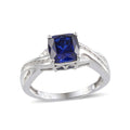 Created Blue and White Sapphire Ring in Platinum Over Sterling Silver (Size 7.0) - Sticky add to cart bar