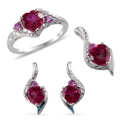 Synthetic Ruby and Multi Gemstone Earrings, Pendant, Ring Size 7 in Sterling Silver - Sticky add to cart bar
