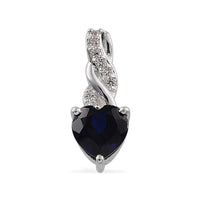 Lab Created Blue and White Sapphire Pendant without Chain in Sterling Silver