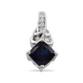 Lab Created Blue Sapphire and Lab Created White Sapphire Designer Pendant without Chain in Sterling Silver - Sticky add to cart bar