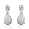 Lab Created White Opal and Lab Created Pink Sapphire Earrings in Sterling Silver - Sticky add to cart bar