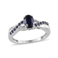 Lab Created Blue and White Sapphire Ring in Platinum Over Sterling Silver (Size 7.0) - Sticky add to cart bar