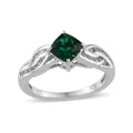 Created Emerald, Created White Sapphire Sterling Silver Ring (Size 7) TGW 6.928 Cts. TGW 6.93 Cts. - Sticky add to cart bar