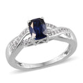 Lab Created Blue Sapphire and Lab Created White Sapphire Ring in Sterling Silver (Size 7) - Sticky add to cart bar