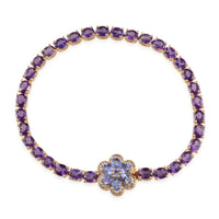 7.99 ctw Amethyst and Multi Gemstone Bracelet in 14K Yellow Gold Over Sterling Silver 11 Grams (7.50 In)