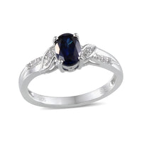 Created Blue Sapphire, Created White Sapphire Sterling Silver Ring (Size 7) TGW 7.785 Cts. TGW 7.79 Cts.
