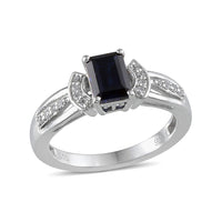 Lab Created Blue Sapphire and Lab Created White Sapphire Ring in Sterling Silver (Size 7.0)