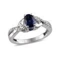 Created Blue Sapphire, Created White Sapphire Sterling Silver Ring (Size 7) TGW 17.985 Cts. TGW 17.99 Cts. - Sticky add to cart bar
