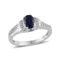 Lab Created Blue Sapphire and Lab Created White Sapphire Ring in Sterling Silver (Size 7.0) - Sticky add to cart bar