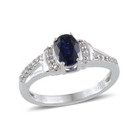 Lab Created Blue Sapphire and Lab Created White Sapphire Ring in Sterling Silver (Size 7.0)