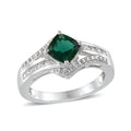 Created Emerald, Created White Sapphire Sterling Silver Ring (Size 7) TGW 1.179 Cts. TGW 1.18 Cts. - Sticky add to cart bar