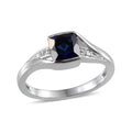 Created Blue Sapphire, Created White Sapphire Sterling Silver Ring (Size 7) TGW 4.250 Cts. TGW 4.25 Cts. - Sticky add to cart bar