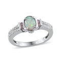 Created Milky Opal, Multi Gemstone Sterling Silver Ring (Size 7) TGW 0.531 Cts. TGW 0.53 Cts. - Sticky add to cart bar