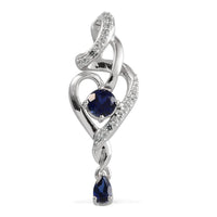 Lab Created White Sapphire and Lab Created Blue Sapphire Pendant without Chain in Sterling Silver