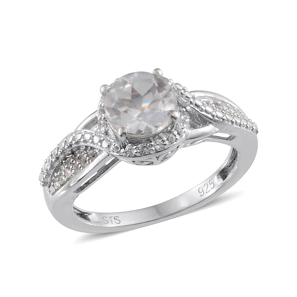 Created White Sapphire Sterling Silver Ring (Size 7) TGW 15.026 Cts. TGW 15.03 Cts.