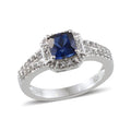 Created Blue Sapphire, White Topaz Sterling Silver Ring (Size 7) TGW 1.149 Cts. TGW 1.15 Cts. - Sticky add to cart bar