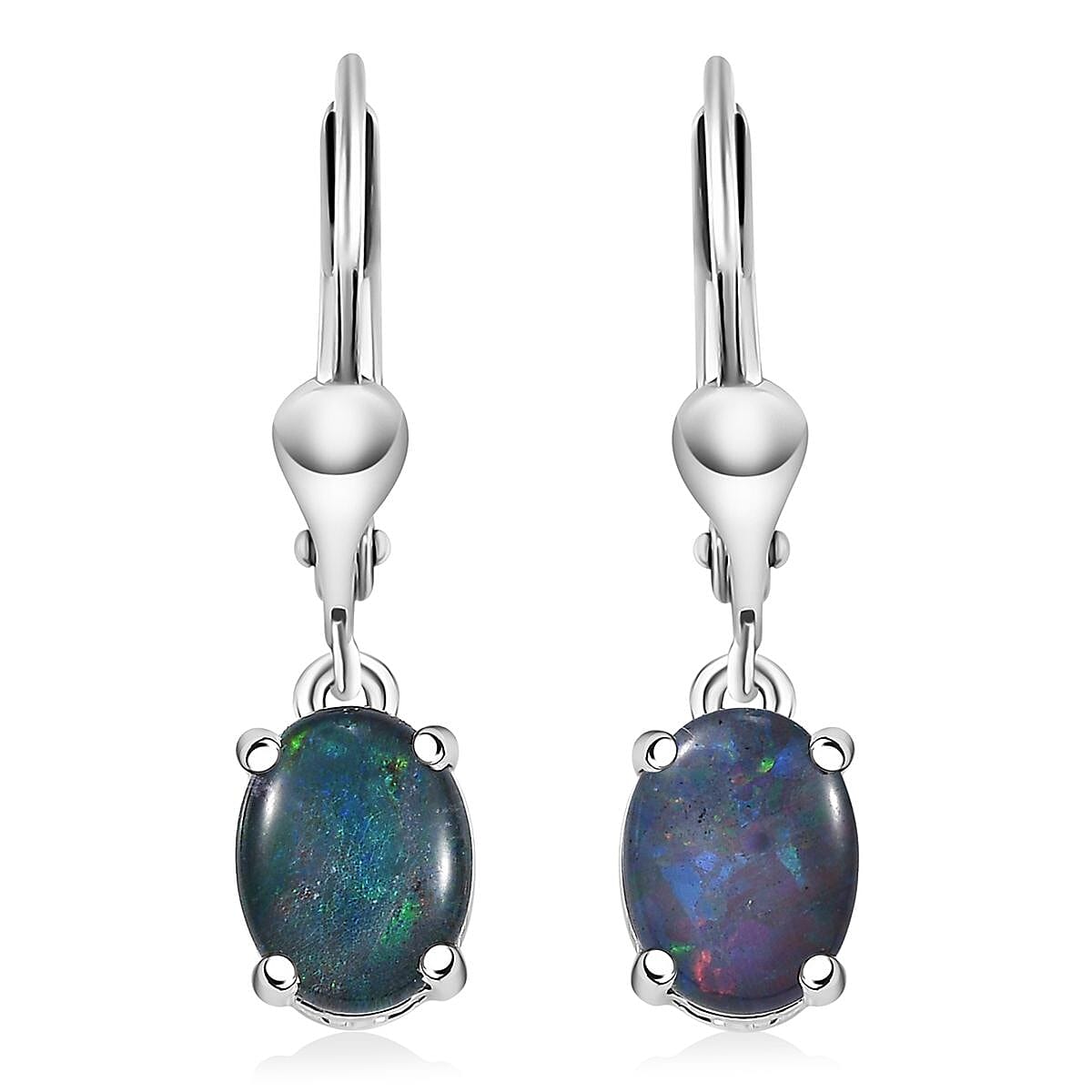 D'Joy Boulder Opal Triplet 1.90 ctw Earrings in Platinum Over Sterling Silver