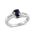Created Blue Sapphire and White Topaz Ring in Sterling Silver (Size 7) - Sticky add to cart bar