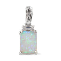 Lab Created Milky Opal and Lab Created White Sapphire Earrings, Ring (Size 7) and Pendant without Chain in Sterling Silver