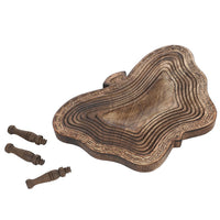Mango Shape Hand carved Wooden Spring Tray with Small Legs, COLOR: Natural brown