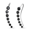 Thai Black Spinel 9.33 ctw Ear Climber Earrings in Platinum Over Sterling Silver - Sticky add to cart bar