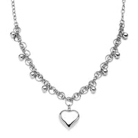Stainless Steel Heart Charm Necklace 24 inch
