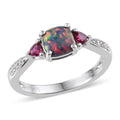 Lab Created White Sapphire and Multi Gemstone Ring in Sterling Silver (Size 7.0) - Sticky add to cart bar